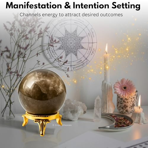 Image of Certified Smoky Quartz Crystal Ball for Meditation - Premium Crystal Vastu Items for Home and Feng Shui Items for Good Luck - Ideal for Pooja Supplies and Spiritual Practices (2 inch Inch)