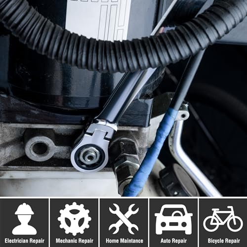 Image of DURATECH 17mm x 19mm Extra Long Flex-Head Ratcheting Wrench, Metric | CR-V Steel