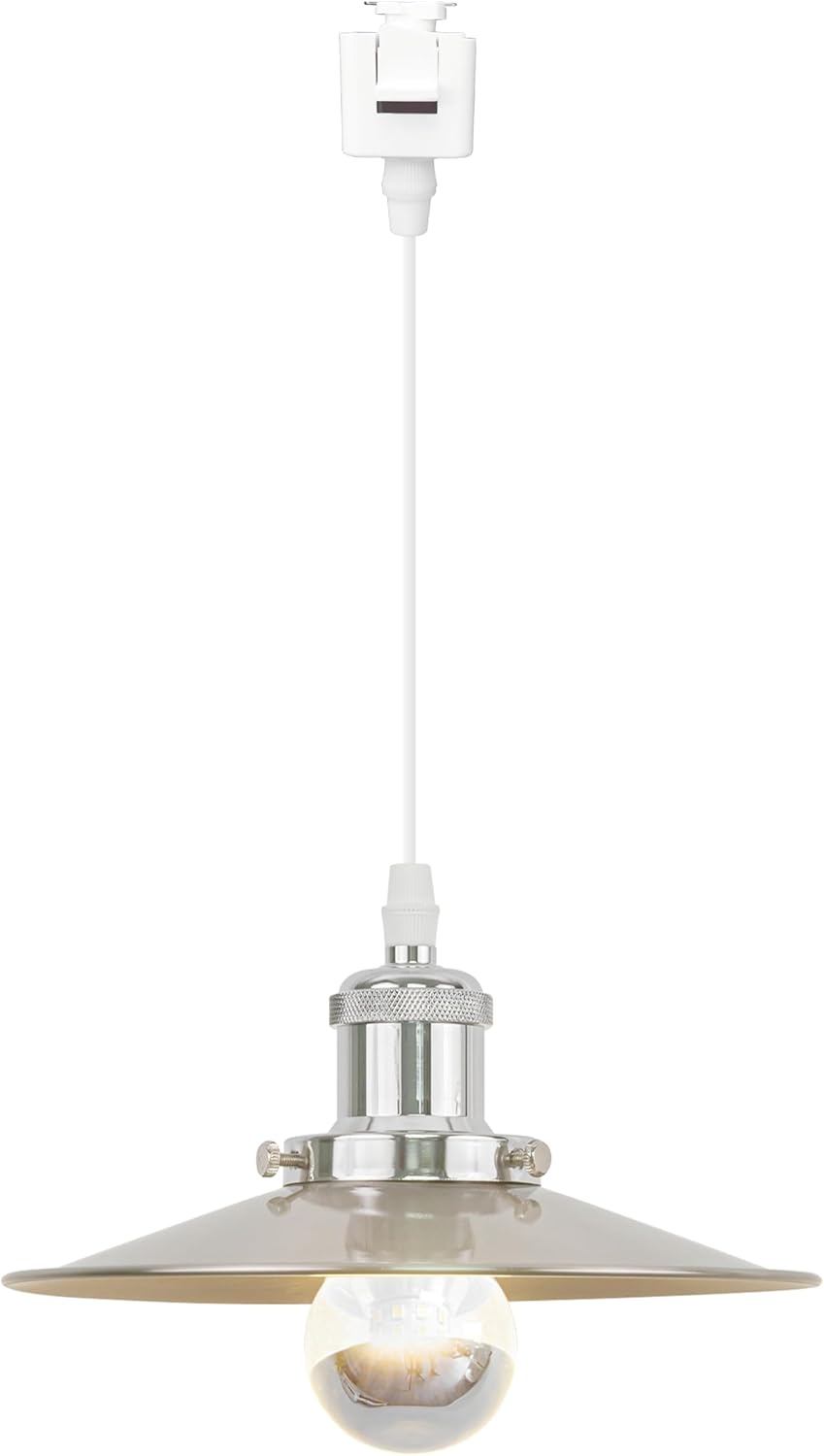 Kiven Anti Glare J-Type track lighting pendants, 1-Light J track pendant lights,Industrial J track Light Pedant for Kitchen Island Restaurant Hallway, Chrome