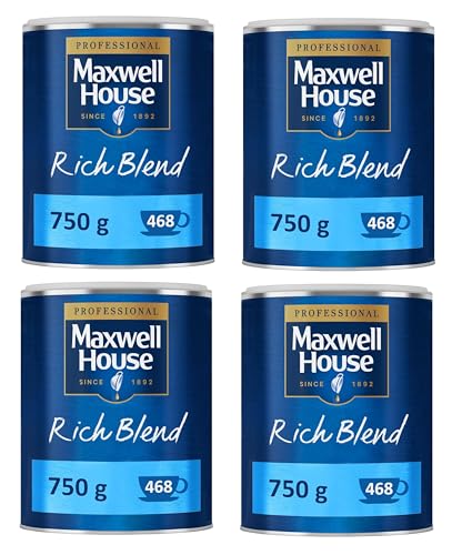 Maxwell House Rich Blend Instant Coffee 750g Tin (Pack of 4)