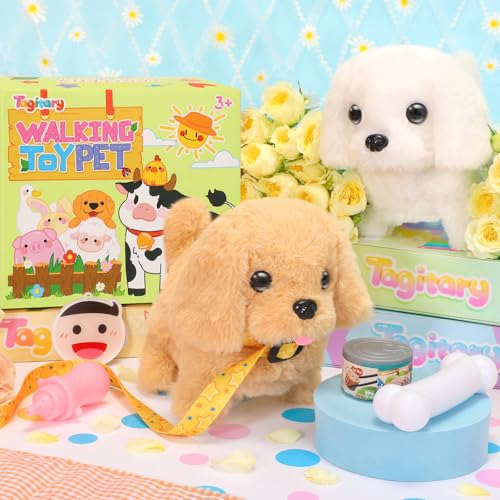 Tagitary Plush Toys Walking Dog Toys That Can Walk, Bark and Wag Tail,Interactive Electronic Pet Toys Puppy with Leash,Easter Christmas Birthday Gift for Toddlers Kids - Image 3