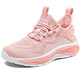 RUNSIDE Boys Girls Sneakers, Lace up Kids Tennis Shoes for Walking/Running Lightweight Breathable Gym Shoes Outdoor, Little Kid/Big Kid Pink