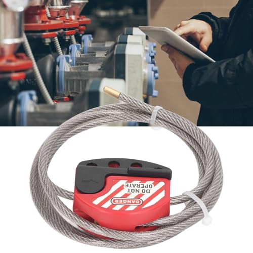 Lockout Tagout Cable Lock, 6mm Diameter Stainless Steel Cable Lock,Adjustable Lockout Device 4 Key Hole for Repair Management