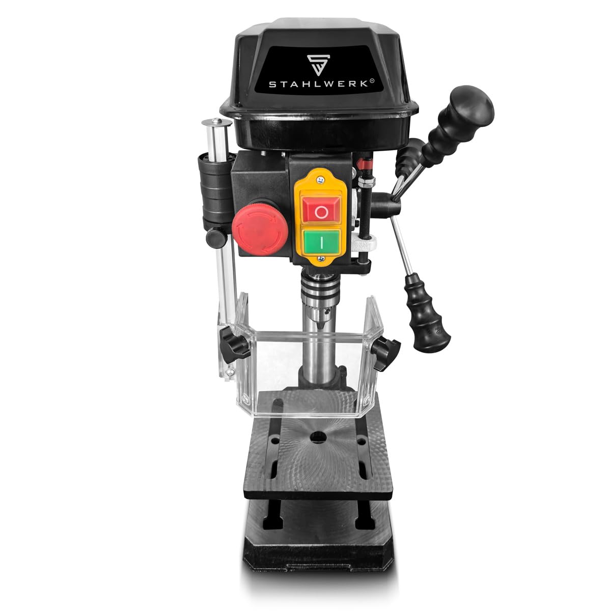 STAHLWERK Tischbohrmaschine 350 W – Bohrdurchmesser Ø 1,5-13 mm, 620-2.620 U/min, präzise Säulenbohrmaschine für Heimwerker, Metall- und Modellbau, robuster Bohrtisch, Metallfuß für stabilen Stand