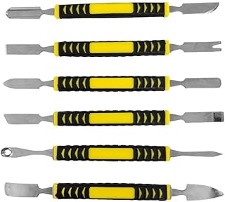 6-Piece Metal Pry Bar Set, 6-Inch Crowbar Tools with Non-Slip Handles for Electronics Repair, Smartphone iPhone Tablet Laptop PC Watch Eyeglasses Opening Repair Tool Kit