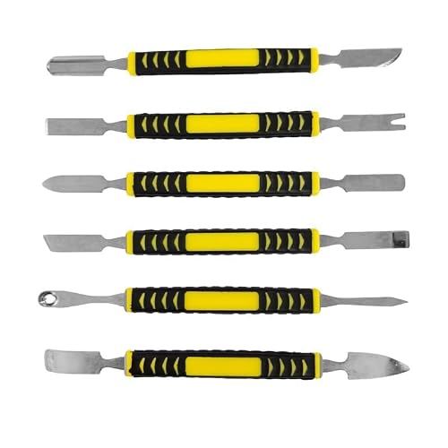 6-Piece Metal Pry Bar Set, 6-Inch Crowbar Tools with Non-Slip Handles for Electronics Repair, Smartphone iPhone Tablet Laptop PC Watch Eyeglasses Opening Repair Tool Kit