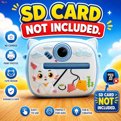 Image of VikriDA Instant Print Camera for Kids | 1080P HD Digital Camera with Video Recording, Built-in Printer, Fun Filters & Stickers - Multicolor Instant Digital Camera.