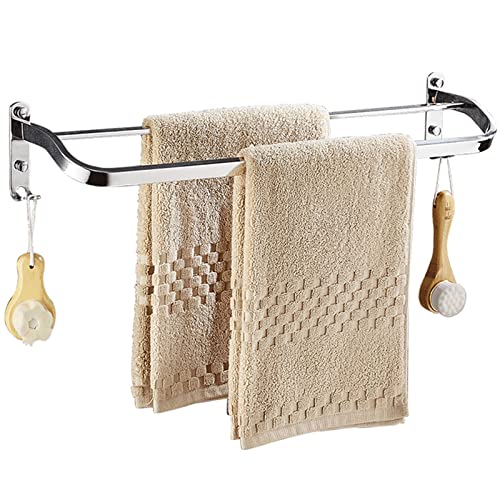 Matériel argent double barre de bain serviette en acier inoxydable 11 x 15 x 60cm LWX
