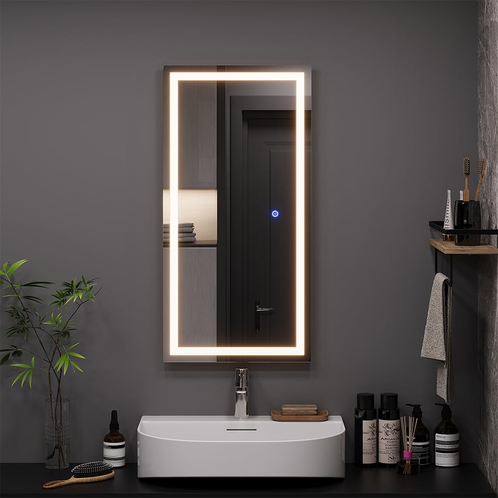 Vicco Specchio bagno Miral, Vetro, 80 x 40 cm con illuminazione frontale, per montaggio a parete con illuminazione LED integrata