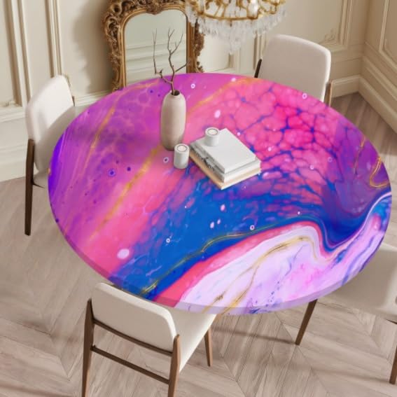 Nappe ronde marbre étanche et facile à nettoyer pour repas sans tache