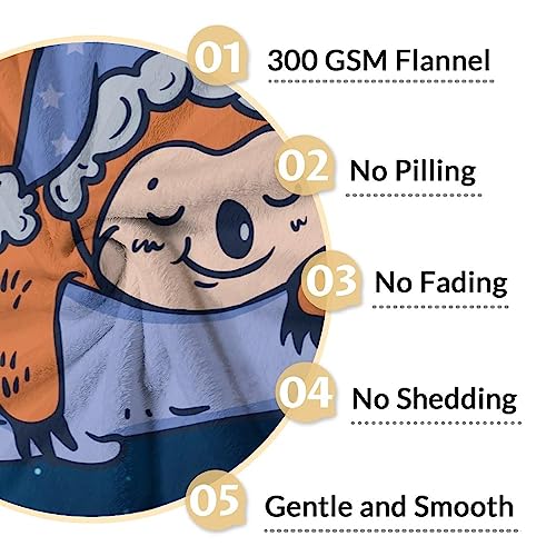 Mercuryelf Custom Sloth Throw Blanket - Soft, Fuzzy & Warm - 60x80 Inches Flannel Blankets for Bed, Couch - Dark Blue Cute Throws Gift for Women, Men