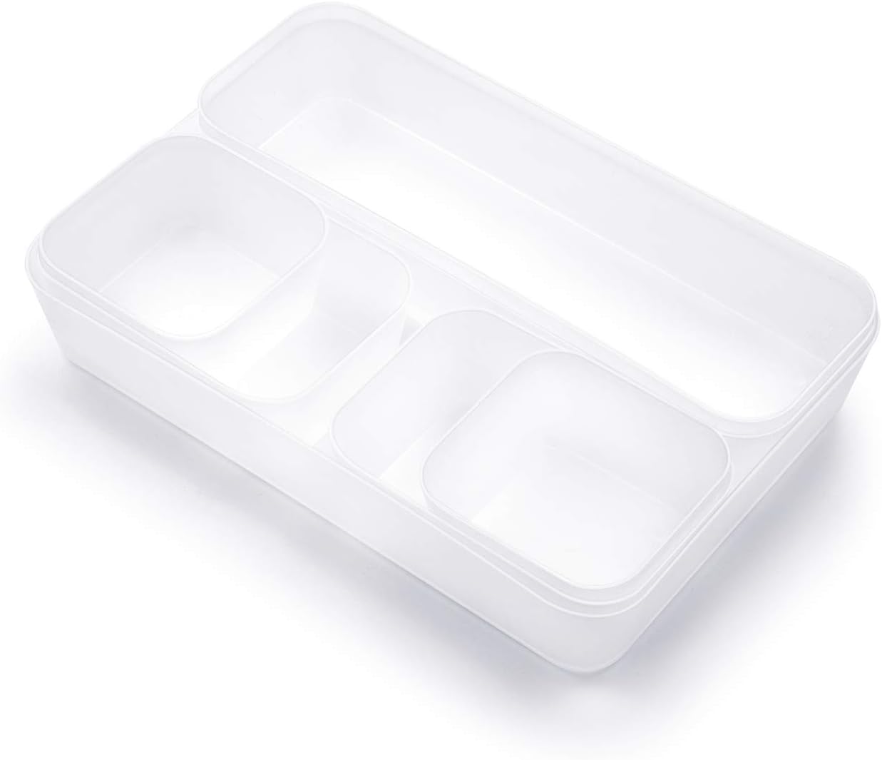 Mumba Drawer Organizer Pack of 7, Desktop, Drawer & Flateware Organizer Storage (White, Pack of 7)