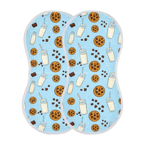 Image of Burbuja Cookie Milk Muslin Baby Burp Cloths, Soft & Absorbent Cotton Burping Rags for Newborn Boys & Girls, 2 Pack