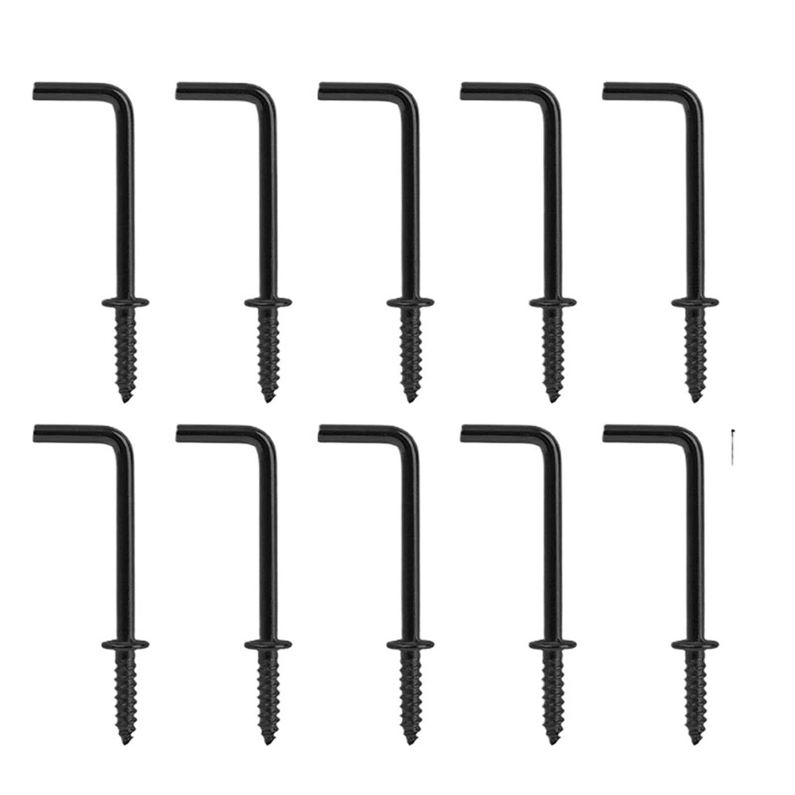 CIGPKLO L Shaped Hooks Screw 10-100PCS Black L Shaped Right Angle Iron Hooks Screw Hanging Picture Frames Tools Home Organization(Black,10 PCS)
