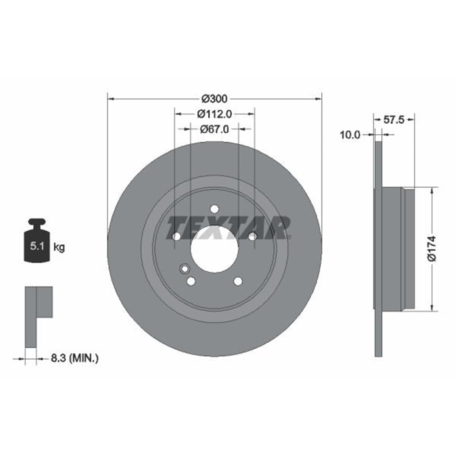 Textar Bremsscheiben + Beläge + Handbremse hinten | 92163303 + 2425301 + 91066900 + 98024701 Kompatibel mit C-Klasse (W204),C-Klasse Coupe (C204),C-Klasse T-Model (S204)