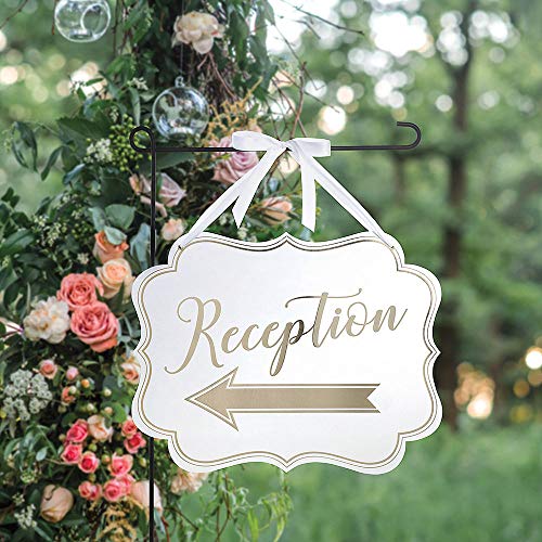 ELEGANI White & Gold Wedding Reception Scroll Sign Wedding ceremony Supplies