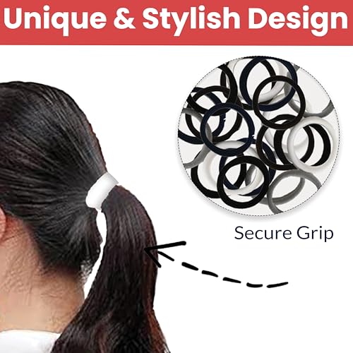 Image of TEMPERIA (Pack of 20) Hair Rubber Band for Women & Girls with Storage Tube Box - Stretchable Soft Hair Ties Ponytail Holder Elastic Hairbands - Premium & Durable Ponytail Holder Hair Accessories