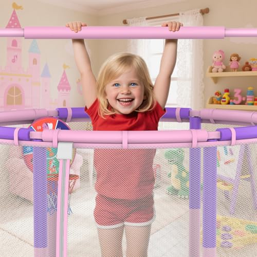 LANGXUN 60" Trampoline for Kids, 5ft Toddler Mini 6-in-1 Trampoline Indoor Outdoor with Swing, Basketball Hoop, Dart Board, Rings, Christmas Toys Birthday Gifts for Girls Boys by LANGXUN - Image 7