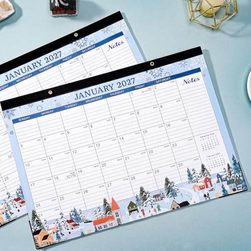 Image of Desk Calendar 2027,18 Months Calendar from January 2027 to June 2028 | 17 inch x 12 inch, Desk Calendars 2027-2028 with Large Ruled Blocks for Planning
