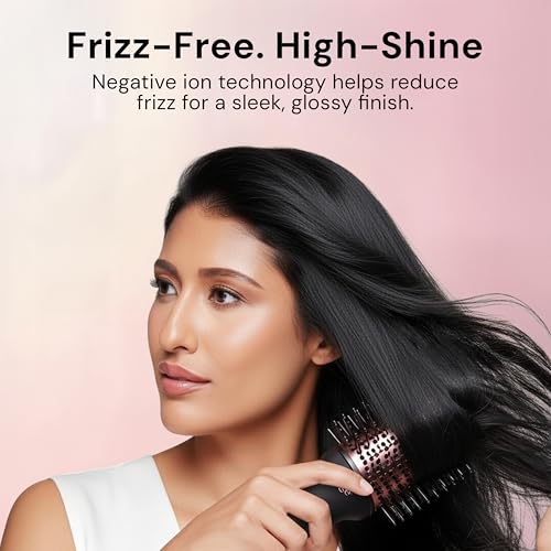 L'ANGE HAIR Le Volume 2-in-1 Titanium Blow Dryer Brush | Frizz Control Blowout Hair Dryer Brush For Drying And Straightening | Volumizing Hot Air Styler For All Hairstyles | Oval Barrel | Black - 75mm - view 3