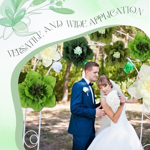 Image of Cholemy 24 Pcs Tissue Paper Flowers, Crepe Paper Flowers Decorations 8 inch 10 inch 12 inch for Wedding Party Baby Bridal Shower Carnival Party Birthday Nursery Wall Decor (Green Series)