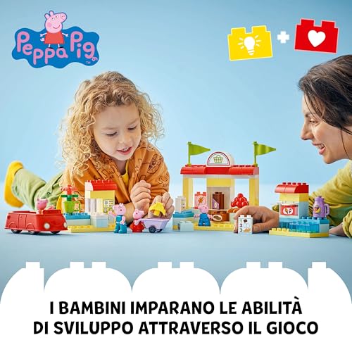 LEGO DUPLO Il Supermercato di Peppa Pig - Gioco Didattico per la Motricità Fine per Bambine e Bambini da 2 Anni in su - Include Negozio, Macchinina Giocattolo e 4 Personaggi - Idea Regalo - 10434 - Immagine 1