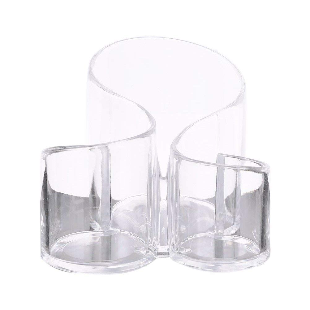 Bekith Large Wavy 3 Compartment Makeup Organizer Acrylic Multi-Purpose Makeup Brush and Cosmetic Holder 4