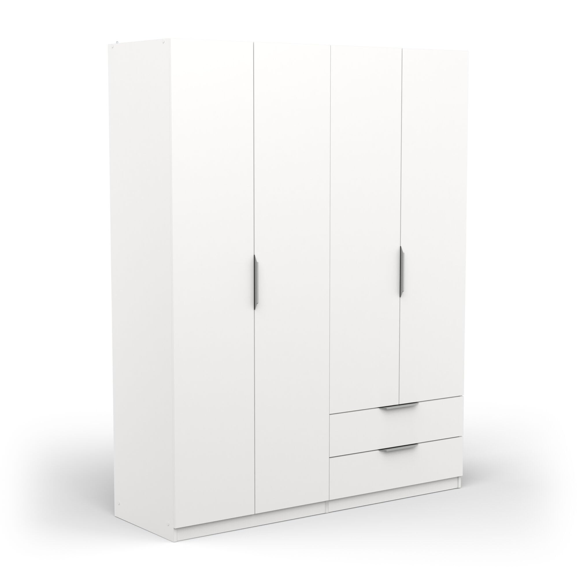 B&Q -  Furnicomp Chicago 4 Door 2 Drawer Space Saving 160Cm Matt White Wardrobe