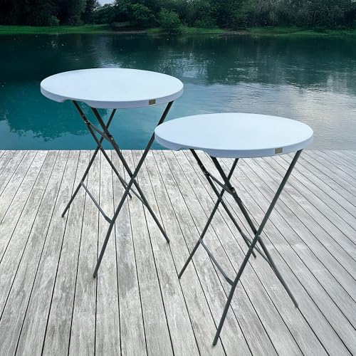 SKYLANTERN® - Lot de 2 Tables Hautes Mange Debout Pliante Grand Plateau 80 cm - Hauteur 1,10M -...
