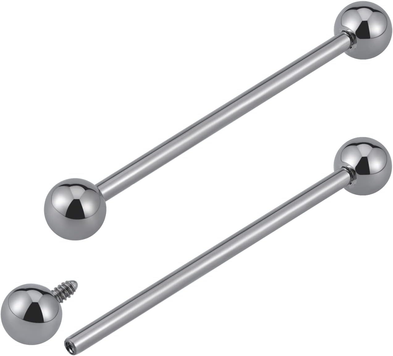 14G ASTM F136 Titanium Straight Barbell Rings for Nipple/Tongue/Dimply/Industrial - Internally Threaded Hypoallergenic Body Piercing Jewelry Gift for Women & Men, Nickel Free, Lead-Free