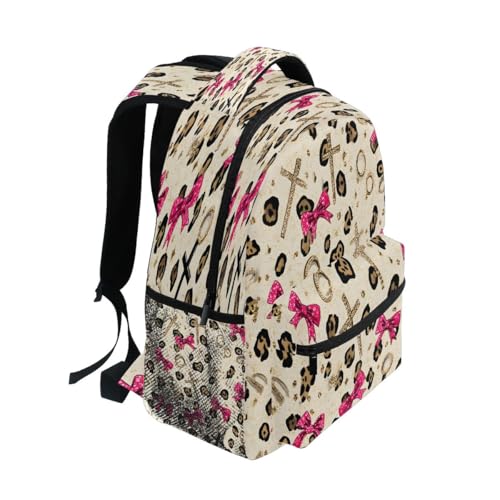 Leopard Print Pink Bow Pattern Kids Backpack for Boys Girls Backpacks Student Backpack Big For Elementary School Shoulder Bag Bookbag2