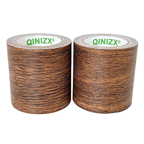 Qinizx 2 Roll 2.2" X 15 Feet Repair Tape Patch Wood Textured, Wood Grain Sticker Tape Glue High Adhesive Duct Tape For Furniture Door Floor Sofa Chair Table And Home Wall Decoration (Dark Brown) #TOP16