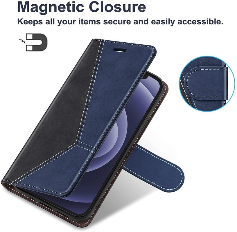 Image of ClickCase Trend Series for Motorola Moto G05 Leather Wallet Flip Case Magnetic Closure Flip Cover for Motorola Moto G05 (Navy Blue)