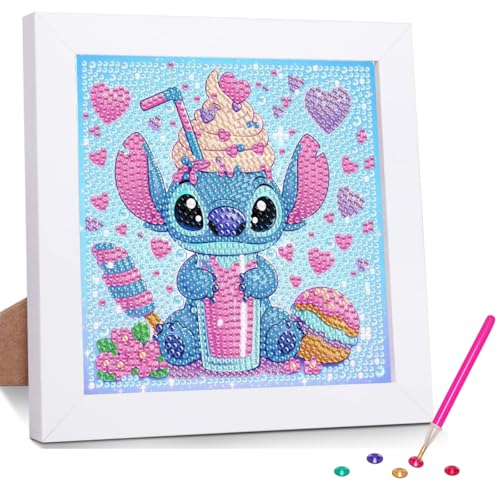 ZephyrHome 5D Diamond Painting Kinder mit rahmen DIY stitch Diamond Painting Set Malen Nach Zahlen Diamant Painting Mädchen Erwachsene Bilder Arts Craft für Home Wand Decor Cartoon Mosaikherstellung