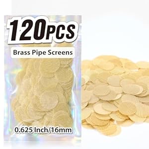 Pipe Screens 120pcs 5/8 Inch 15.88mm Brass Pipe Screen, 0.625 Inch Metal Mesh Filter Screen