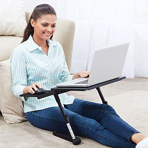 7 L.M Gadgets T8 Laptop Stand Multifuctional & Ergonomics Design Aluminum Desk with 2 USB Cooling Fans (Black) - Image 5
