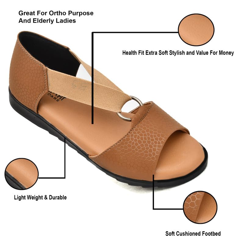 Image of HEALTH FIT Extra Soft Ortho Care Diabetic & Orthopedic Sandal /Doctor Sandal-With Back Support Footwear & stylish for Girl's /Women's