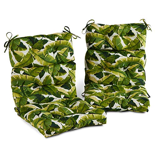 Greendale Home Fashions Outdoor 44x22-inch High Back Chair Cushions (Set of 2), Tropical White