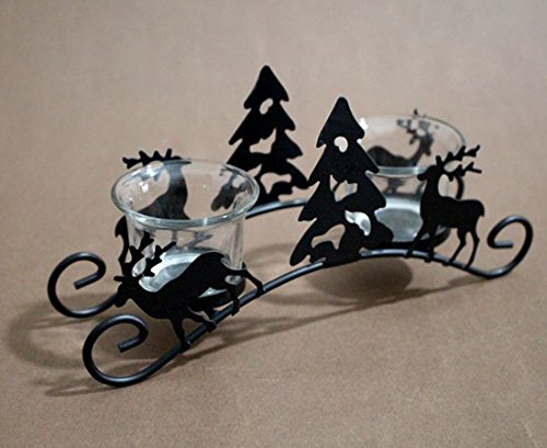 Asunflower Christmas Tree Reindeer Tea Light Holders Iron Rustic Tealight Candles Cups for Holiday - Image 3
