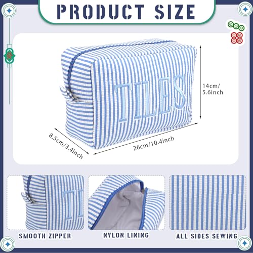 Sunnymove Empty Mahjong Bag Thickened American Mahjong Tiles Bag with Zipper Storage Pouch for Board Game Pieces Game Party Travel Gatherings Accessories, 10.4''x5.6'', Case Only (Tiles,Striped Blue) - image 2