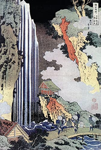 Tableau Toile Hokusai Cascade d'Ono 60x90cm Affiche Art Kisokaido