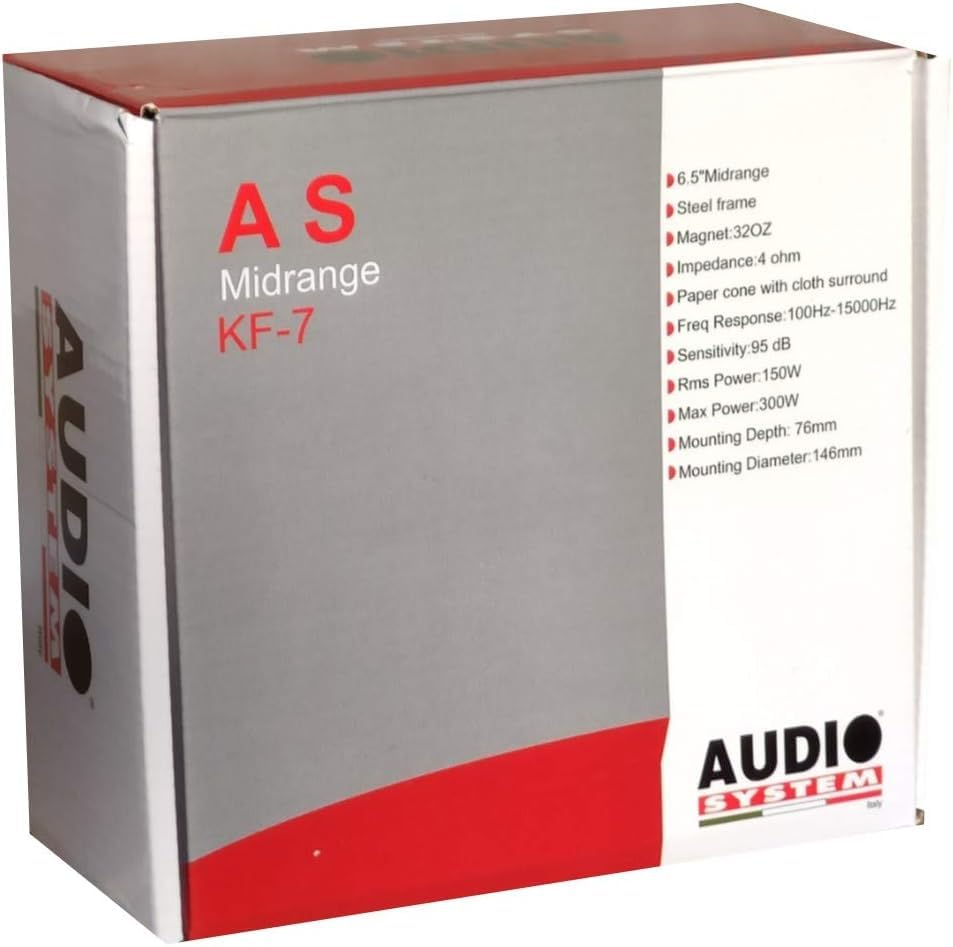 KIT SET PER AUDIO SYSTEM KF-7 KF7 1 midrange altoparlante da 16,5 cm 165 mm 6,5" di diametro, 150 watt rms e 300 watt max, 4 ohm, sensibilità 95 db auto, 1 pezzo