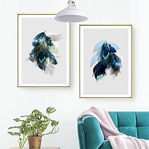 Toile Moderne Plume Abstrait Décoration Murale Salon | Poster Minimaliste Style Nordique 60x80cm