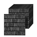 Umedol 40 PCS 3D Wall Panels Peel and Stick Faux Foam 11.8"*11.8" Black Brick Wallpaper for Walls 3D Wall Tiles Faux Brick Paneling Self-Adhesive Wallpaper for DIY Interior Wall Decor