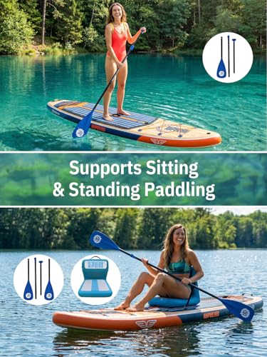Image of Niphean (Extra Large) Inflatable Paddle Board, SUP for 2+1 People /Family 500lbs Capacity Stand Up Paddle Board with SUP Accessories, StabilTrac Fin Non-Slip Paddleboard for Adults