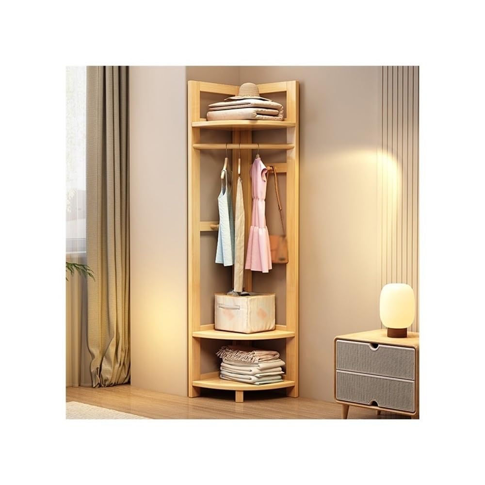 AILIUXIAOYAN Coat Rack Solid Wood Corner Floor Coat Rack Floor Bedroom Clothes Rack Multifunctional Storage Rack(Wood)