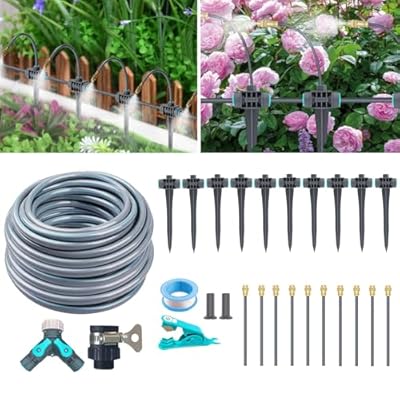 33FT Drip Irrigation System, 360° Bendable Dri...
