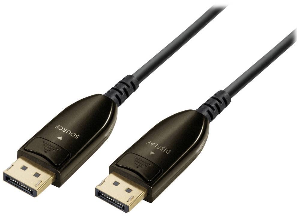 Maxtrack DisplayPort/światłowodowy kabel przyłączeniowy DisplayPort wtyczka, wtyczka DisplayPort 15,00 m czarny