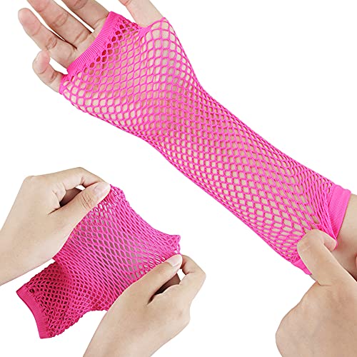 Shengyusuo-DE Verkleedaccessoires voor themafeest in de jaren 80-stijl, 14-delig, met regenboogkleurige tutu voor dames, meerkleurige neon parelkettingen - Image 6