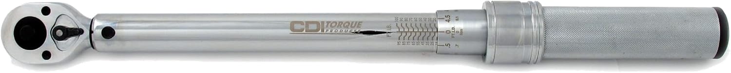 CDI 3/8 Inch Drive Adjustable Click Torque Wrench, Range 5-75 Ft Lbs / 10.2-98.3 Nm (752MFRMH)